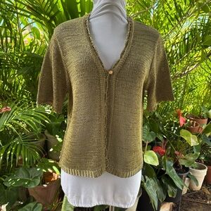 Sag Harbor sage Green Cardigan Sweater V-Neck Lightweight new without tags